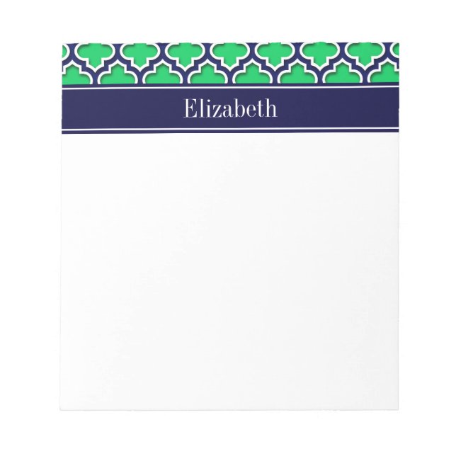 Emerald Navy Moroccan #5DS Navy Name Monogram Notepad (Front)