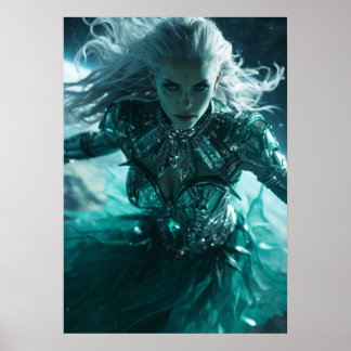 Emerald Nebula Queen – Cinematic Cosmic Warrior Poster