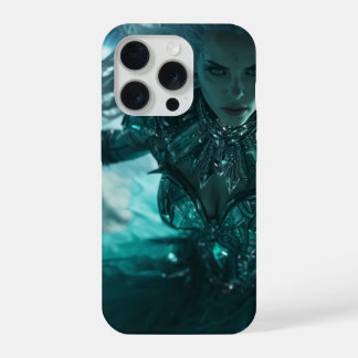 Emerald Nebula Queen – Futuristic Alien Armour iPhone 15 Pro Case