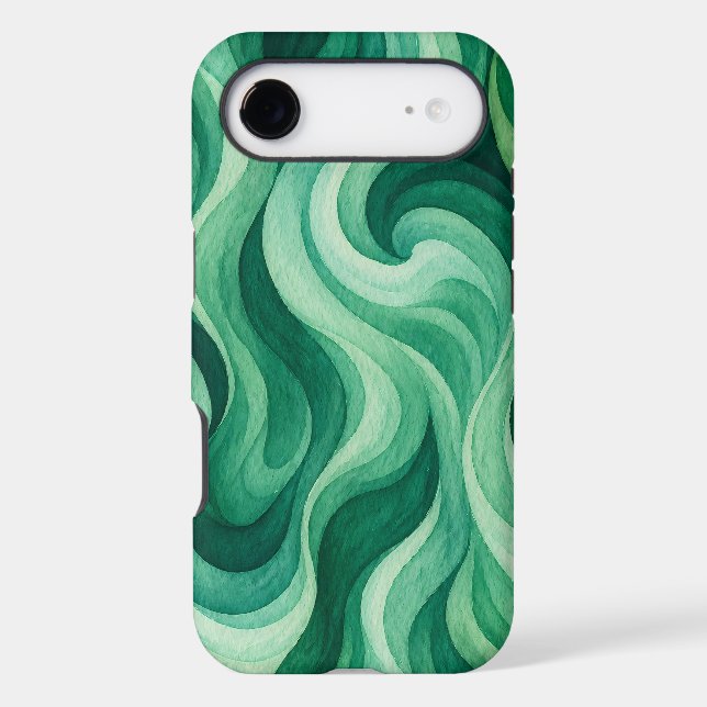 Emerald Ocean Swirl Abstract Wave Pattern (Back)
