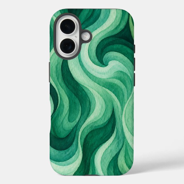 Emerald Ocean Swirl Abstract Wave Pattern Case-Mate iPhone Case (Back)