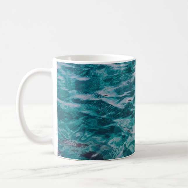 Emerald Ocean Waves Coffee Mug (Left)