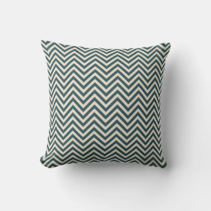 Emerald Off-White Chevron Geometric Pattern Throw Pillow