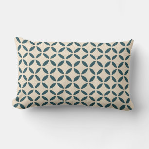 Emerald Off-White Flower Petal Geometric Pattern Lumbar Pillow