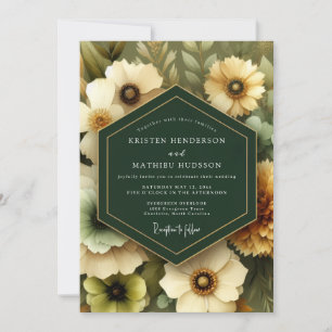 Emerald Painterly Bloom Wedding Invitation
