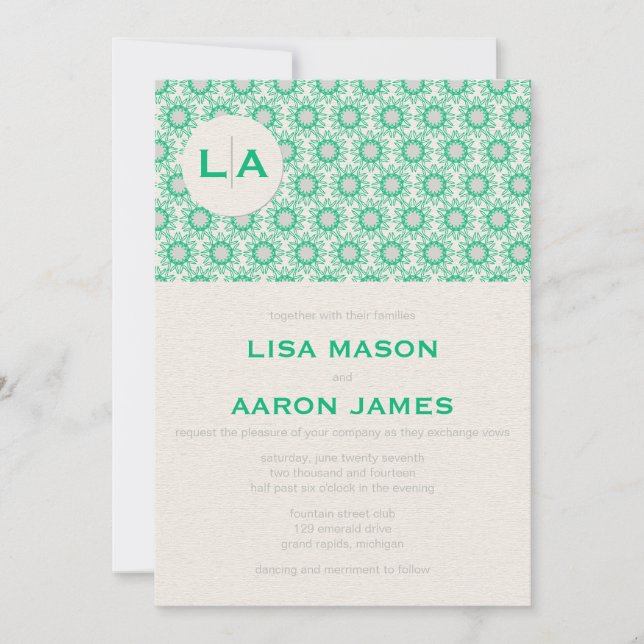 Emerald Pattern wedding invitations (Front)