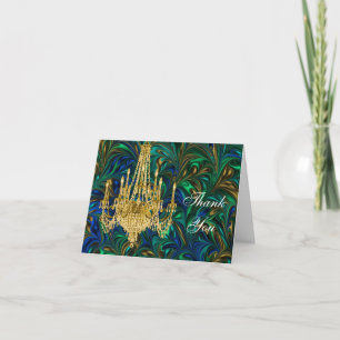 Emerald Peacock Carte de remerciements de lustre b
