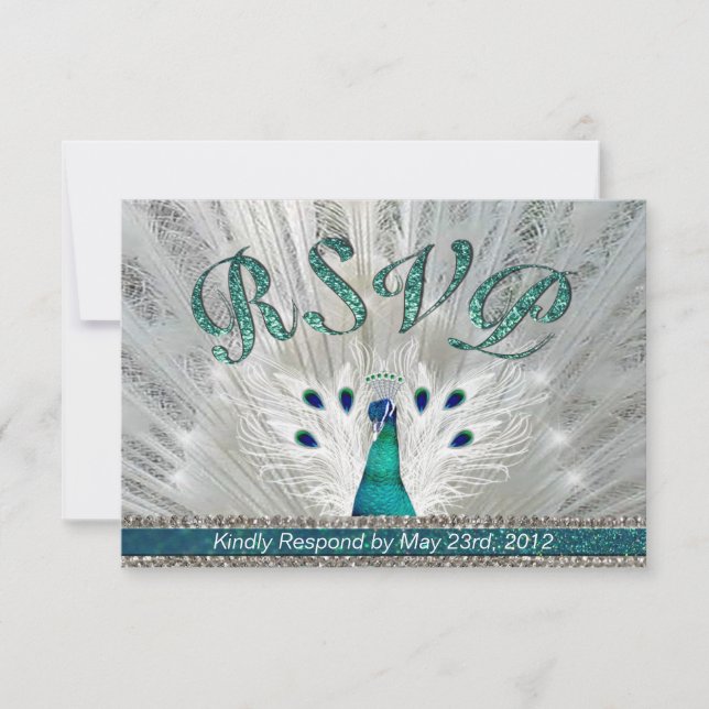 Emerald Peacock RSVP Card (Front)