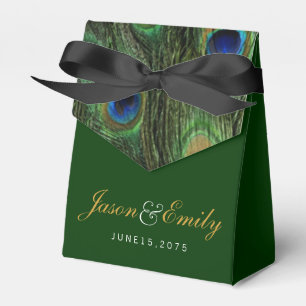 Emerald Peacock Wedding Favor Box