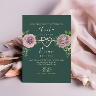 Emerald Pink Floral Wedding Invitation
