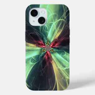Emerald Plasma Energy Fractal Art iPhone 15 Case