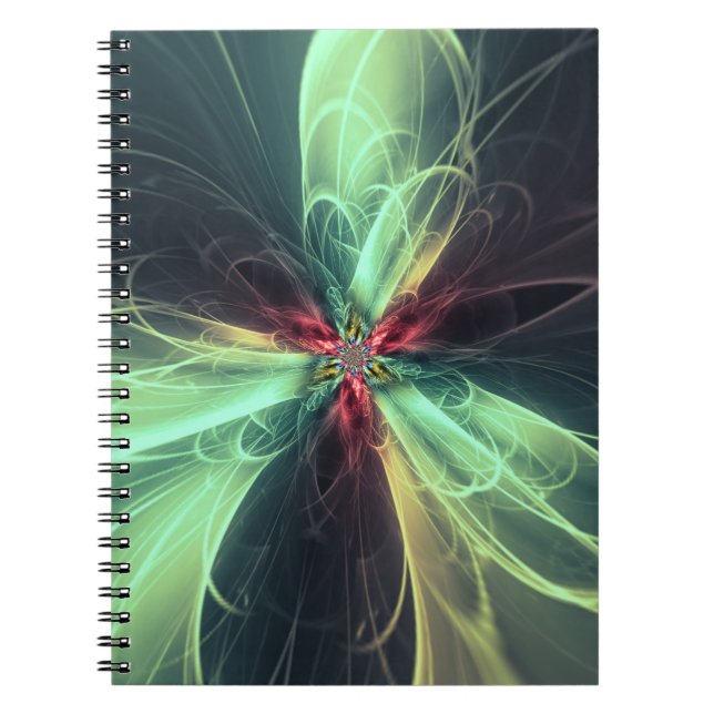Emerald Plasma Energy Fractal Art Notebook (Front)