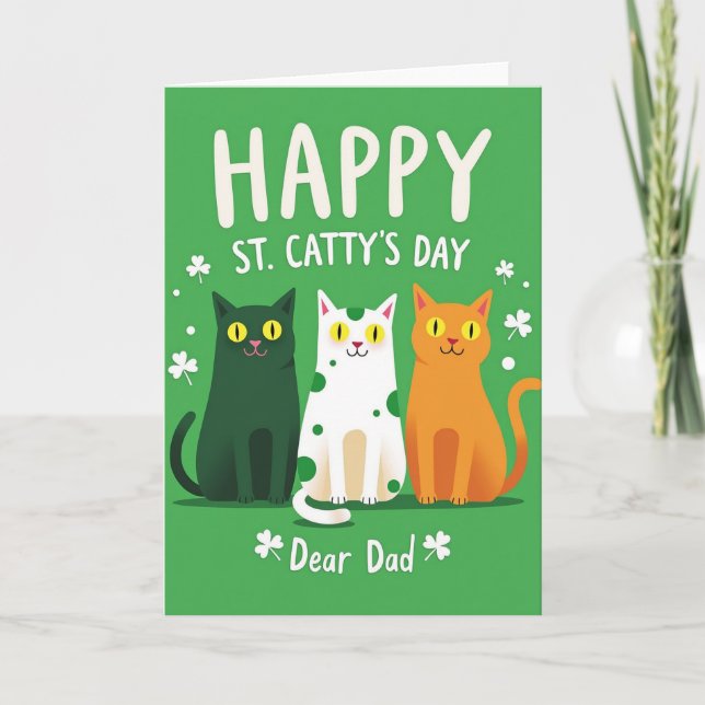 Emerald Polka Dot Cats Card (Front)