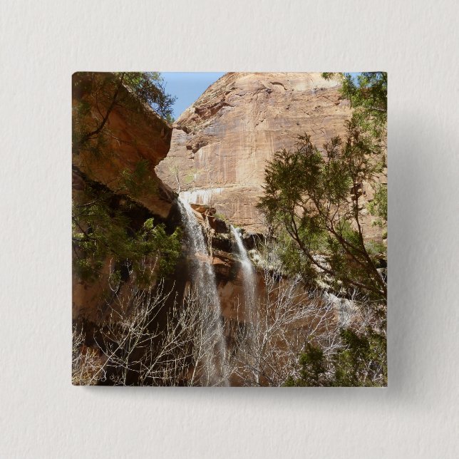 Emerald Pool Falls I from Zion National Park 2 Inch Square Button (Front)