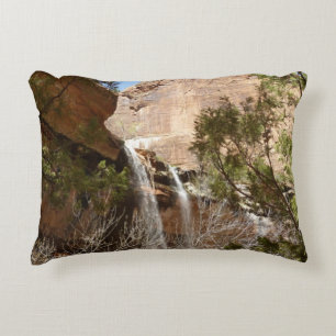 Emerald Pool Falls I from Zion National Park Accent Pillow
