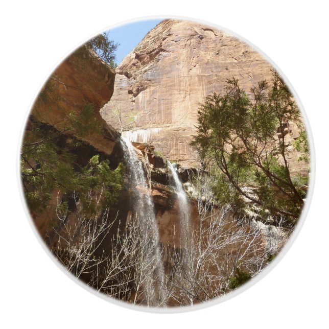 Emerald Pool Falls I from Zion National Park Ceramic Knob (Front)