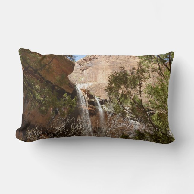 Emerald Pool Falls I from Zion National Park Lumbar Pillow (Front)