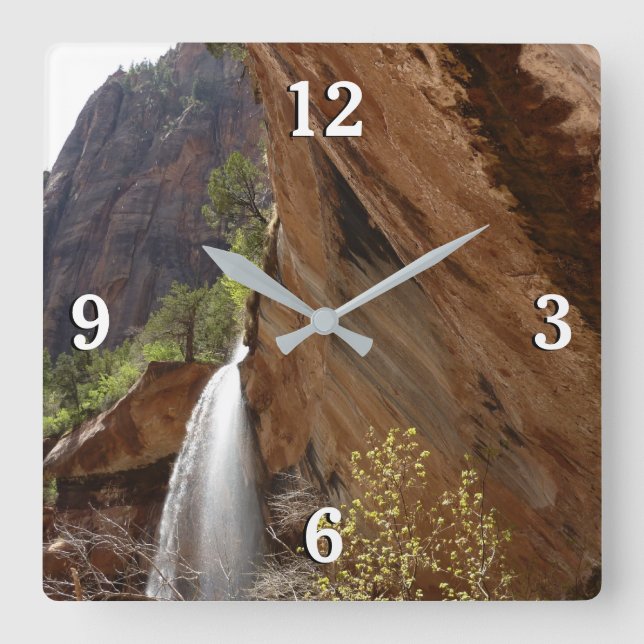Emerald Pool Falls III from Zion National Park Square Wall Clock (Front)