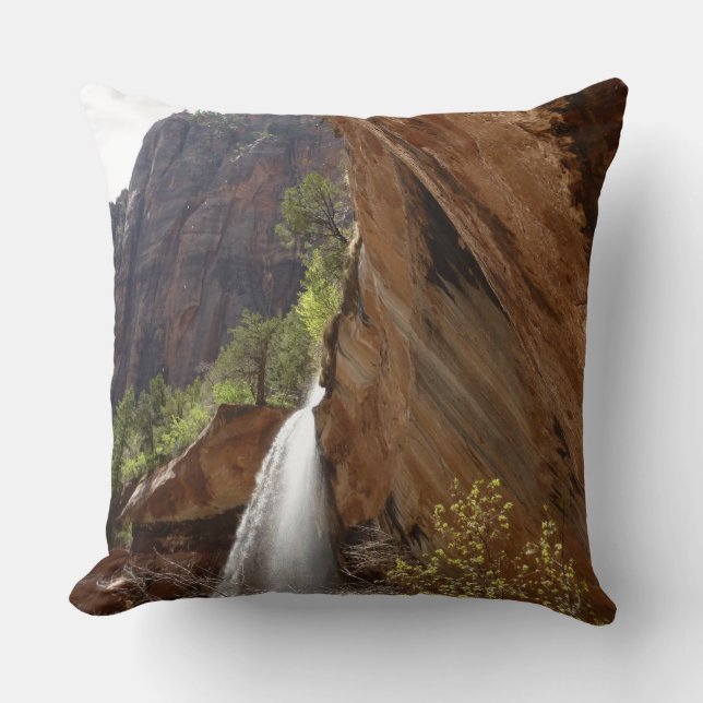 Emerald Pool Falls III from Zion National Park Throw Pillow (Front)