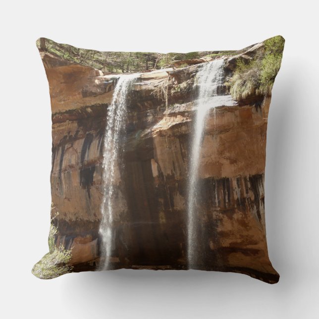 Emerald Pool Falls IV from Zion National Park Throw Pillow (Front)