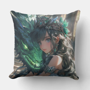 Emerald princess throw pillow