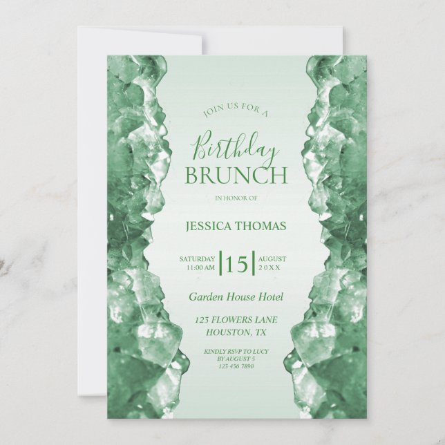 Emerald Quartz Birthday Brunch Invitation (Front)