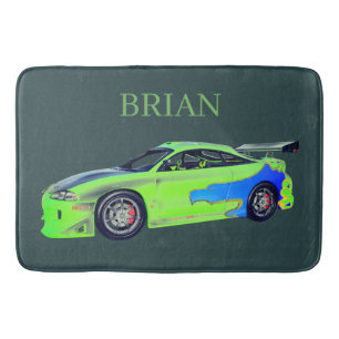 Emerald Roadrunner of the Verdant Horizon Bath Mat