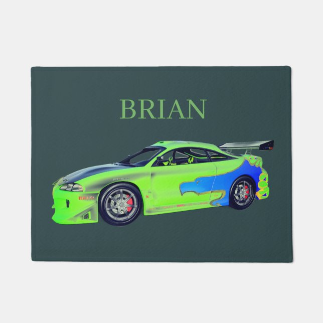Emerald Roadrunner of the Verdant Horizon Doormat (Front)