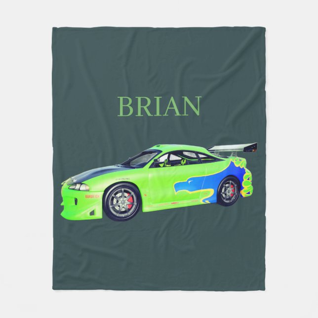 Emerald Roadrunner of the Verdant Horizon Fleece Blanket (Front)