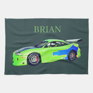 Emerald Roadrunner of the Verdant Horizon Kitchen Towel