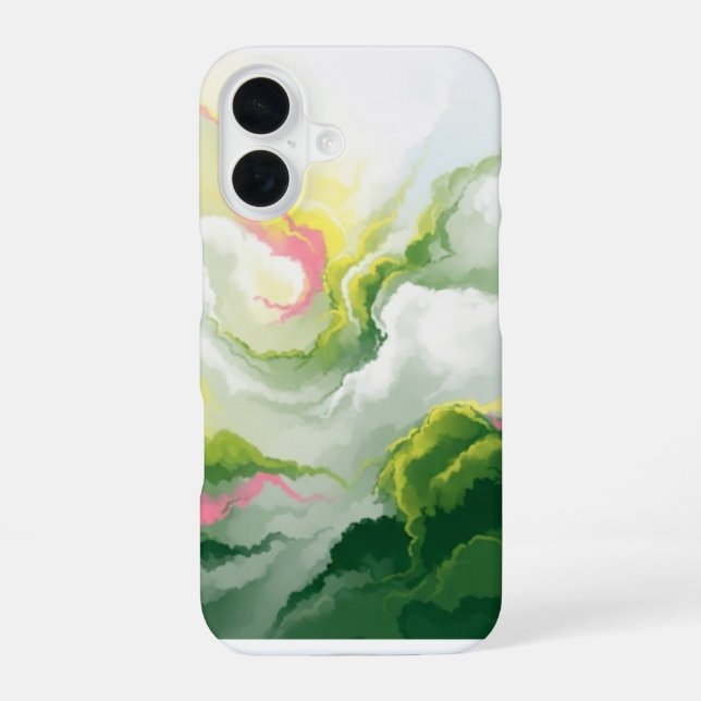 Emerald & Rose Abstract Marble iPhone 16 Case (Back)