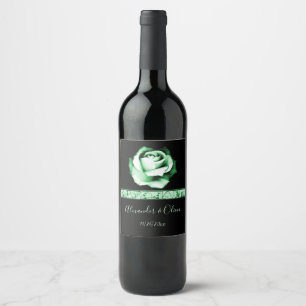 Emerald Rose Wedding Wine Label