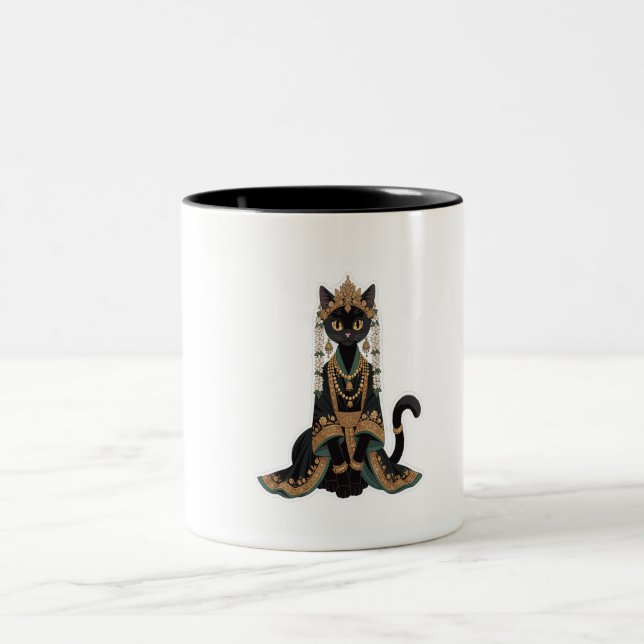 Emerald Royal Cat Empress Tote Bag Two-Tone Coffee Mug (Center)