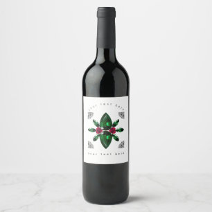 Emerald Ruby Diamond Gemstone Art Red Green Wine Label
