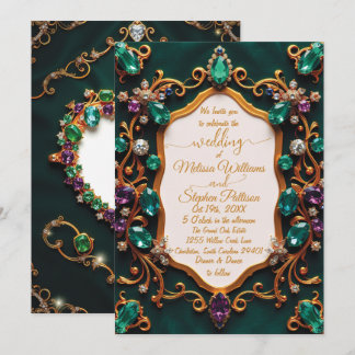 Emerald & Sapphire Luxury Wedding Invitation