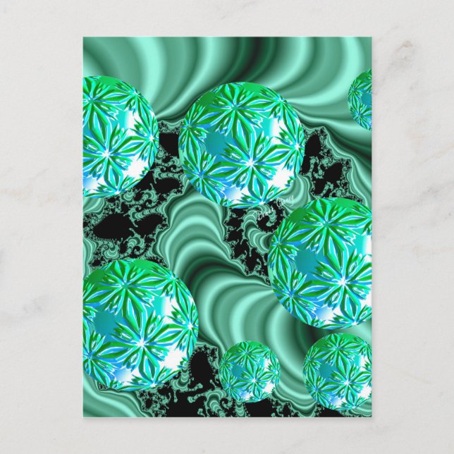 Emerald Satin Dreams - Abstract Irish Shamrock Postcard (Front)