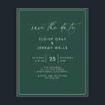 Emerald Save the Date<br><div class="desc">This modern wedding card has a warm, minimalist design. The front features a lively script text above your first names and date. On the back, we've set the background as transparent, so that the colour of the paper will serve as the base colour. You can choose a colour for the...</div>