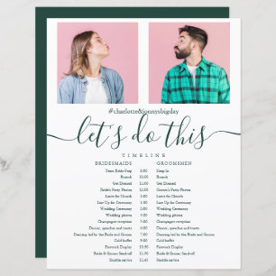 Emerald Script Photo Wedding Schedule Timeline