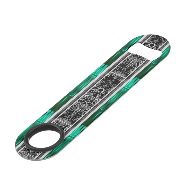 Emerald Scroll Cat Speed Bottle Opener (Front Angled)