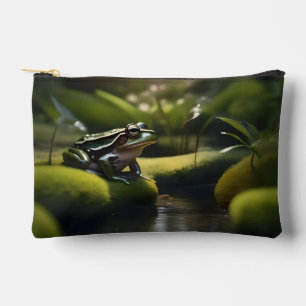 Emerald Serenity: A Green Frog by the River, Accessory Pouch