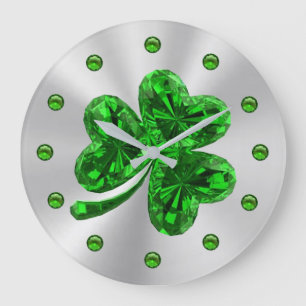 Emerald Shamrock Large Clock