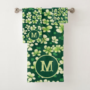 Emerald Shamrock Tapestry: Dark Green Delight Bath Towel Set