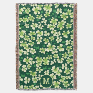Emerald Shamrock Tapestry: Dark Green Delight Throw Blanket