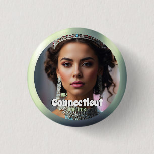 Emerald Shine Pageant Button Pin Custom Photo