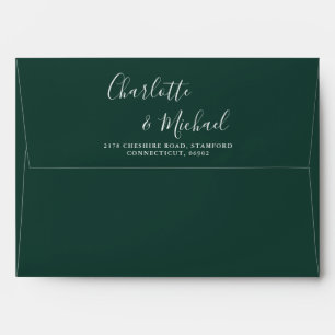 Emerald Signature Script String Lights Wedding Envelope