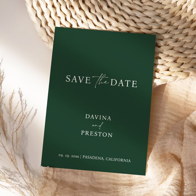 Emerald Simple Wedding Script Modern Photo  Save T The Date (Creator Uploaded)