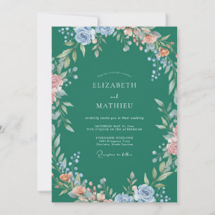 Emerald Sky Peony Wedding Invitation