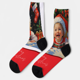 Emerald Smiple Cute Santa  Socks