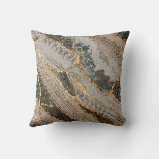 Emerald Snake Skin Throw Pillow Gold Animal Print