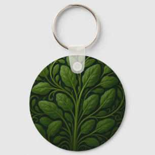 Emerald Spinach Leaf Pattern Keychain
